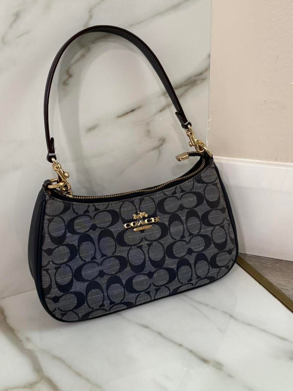 COACH TERI navy blue denim shoulder bag